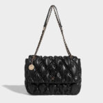 Women's Quilted Chain Strap Pleated Crossbody Bag