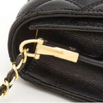 Women's Quilted Genuine Leather Lock Chain Crossbody Bag