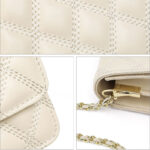 Women's Quilted Genuine Leather Lock Chain Crossbody Bag