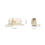 Women's Quilted Genuine Leather Lock Chain Crossbody Bag