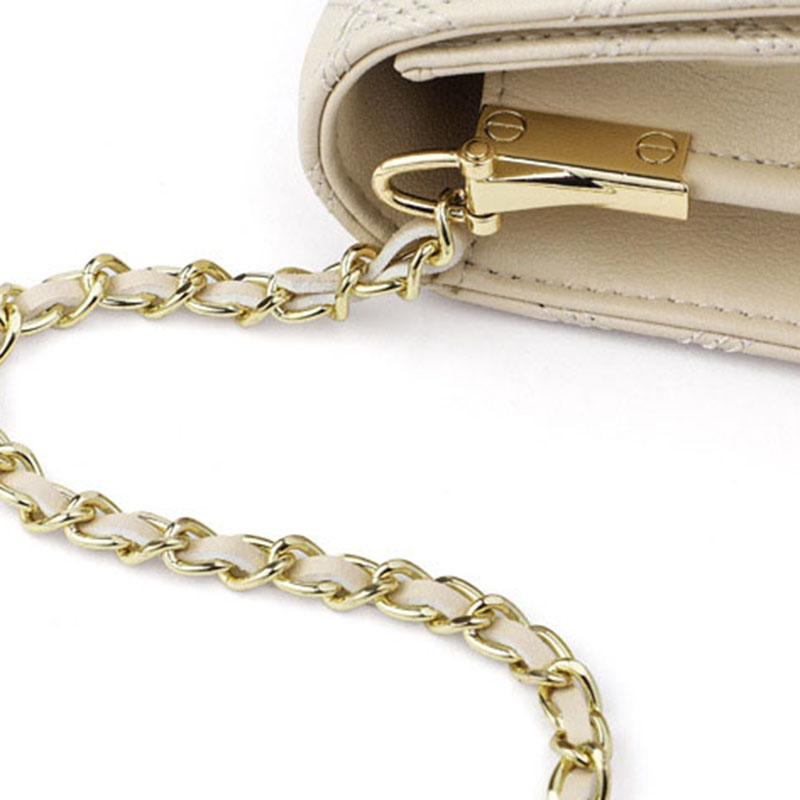 Women's Quilted Genuine Leather Lock Chain Crossbody Bag