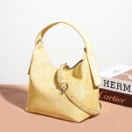 Damen Satin Echtleder Magnetische Hobo Tasche