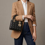 Kleine gesteppte minimalistische Damenhandtasche mit goldener Hardware