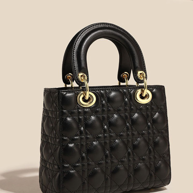 Kleine gesteppte minimalistische Damenhandtasche mit goldener Hardware