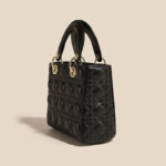 Kleine gesteppte minimalistische Damenhandtasche mit goldener Hardware