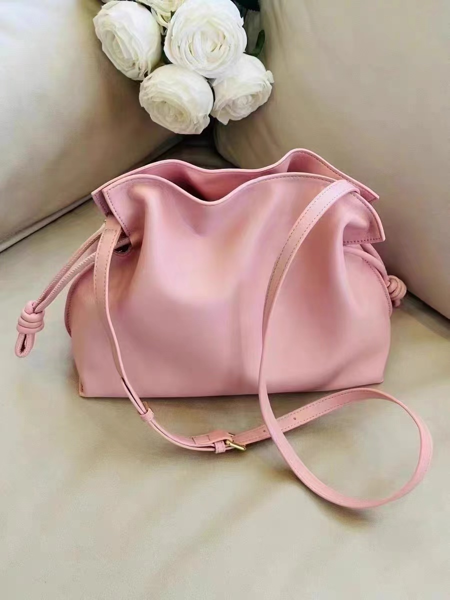 Women's Minimalist Genuine Leather Foldover Drawstring Crossbody Shoulder Bags photo review