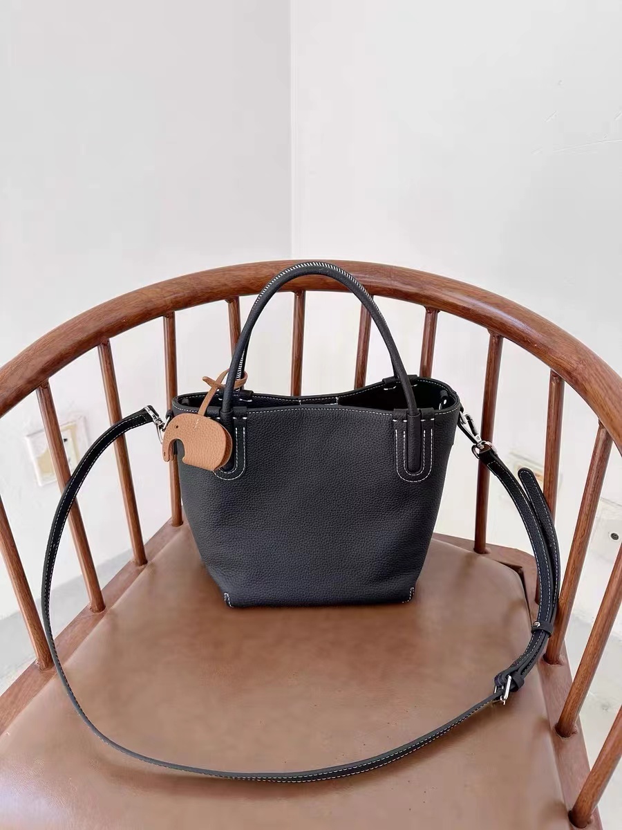 Women's Genuine Leather Minimalist Crossbody Tote Bucket Bag photo review