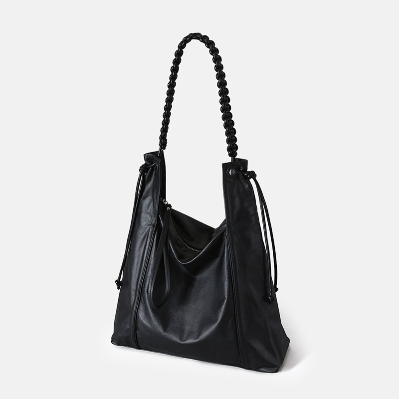 Damen Echtes Leder Geflochtener Riemen Zipper Tote Bag