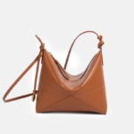 Women's Genuine Leather Foldable Zip Crossbody Hobo Bag