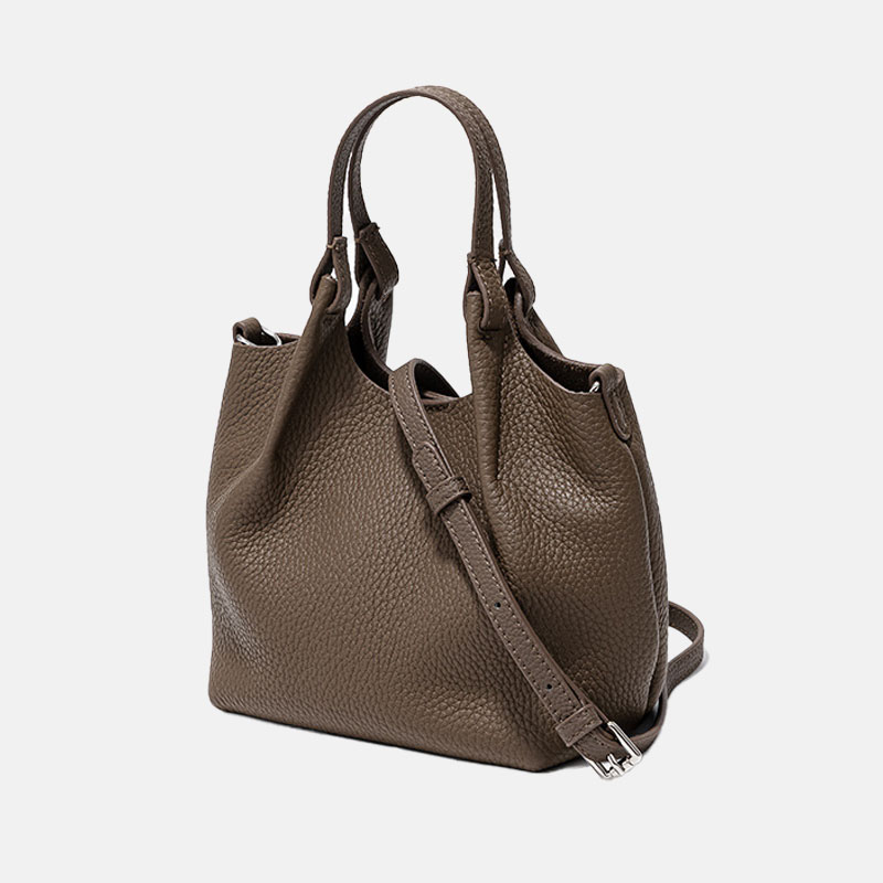 Sac à main en cuir véritable Minimalist Crossbody Bucket Handbag pour femmes