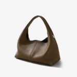 Women's Genuine Leather Minimalist Dumpling-Shaped Magnetic Closure Handbag