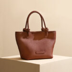 Women's Genuine Leather Minimalist Tote Bucket Bag