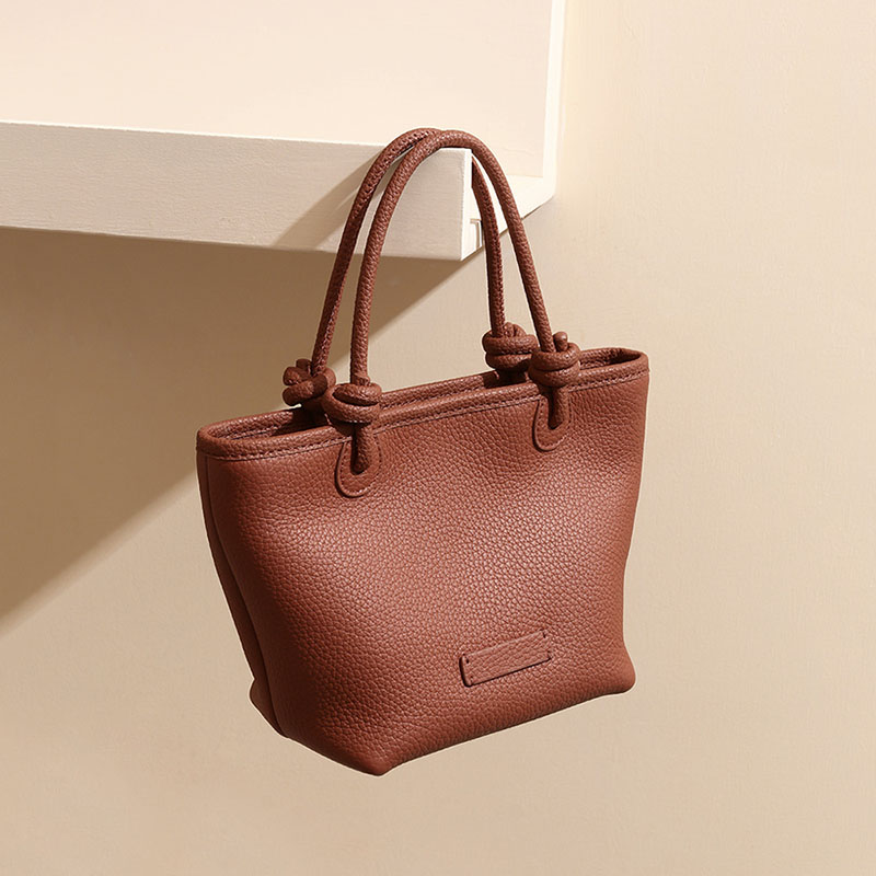 Women's Genuine Leather Minimalist Tote Bucket Bag