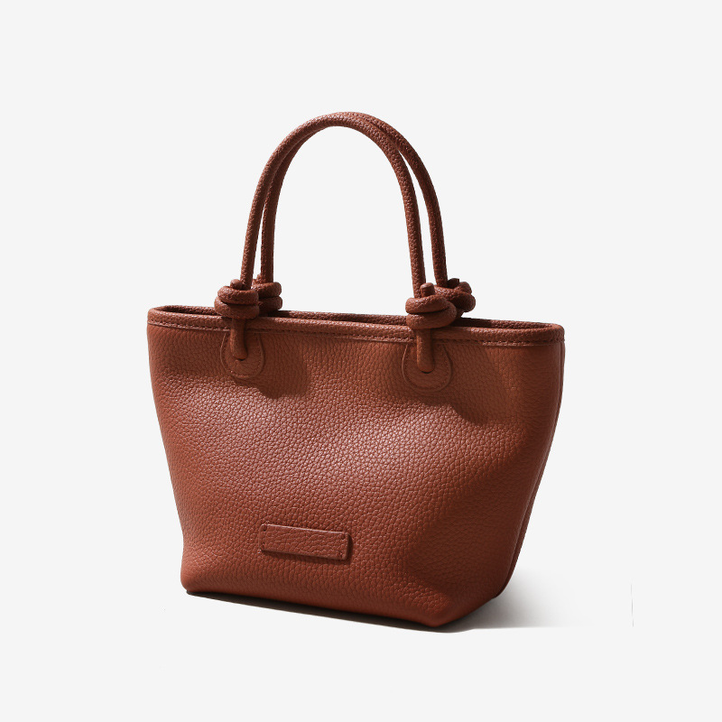 Women's Genuine Leather Minimalist Tote Bucket Bag