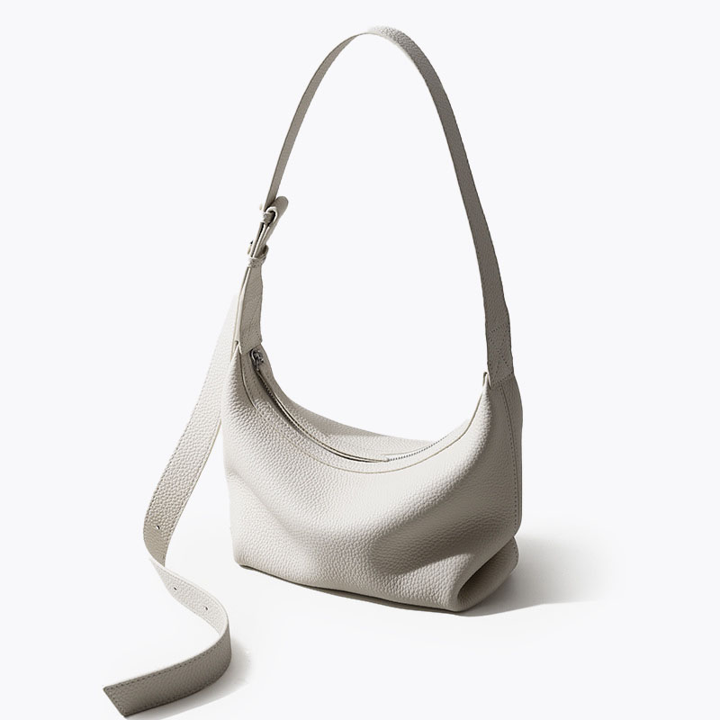 Damen Echtleder Minimalistische Zip-Top Crossbody Umhängetasche