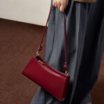 Women's Minimalist Genuine Leather Baguette Shoulder Bag