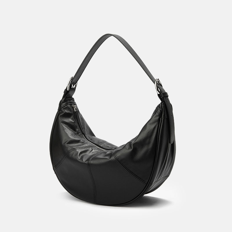 Women's Minimalist Genuine Leather Crescent Baguette Bag