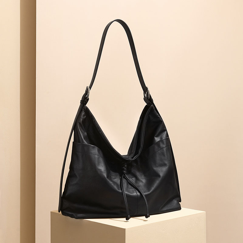 Women's Minimalist Genuine Leather Hobo Shoulder Bag