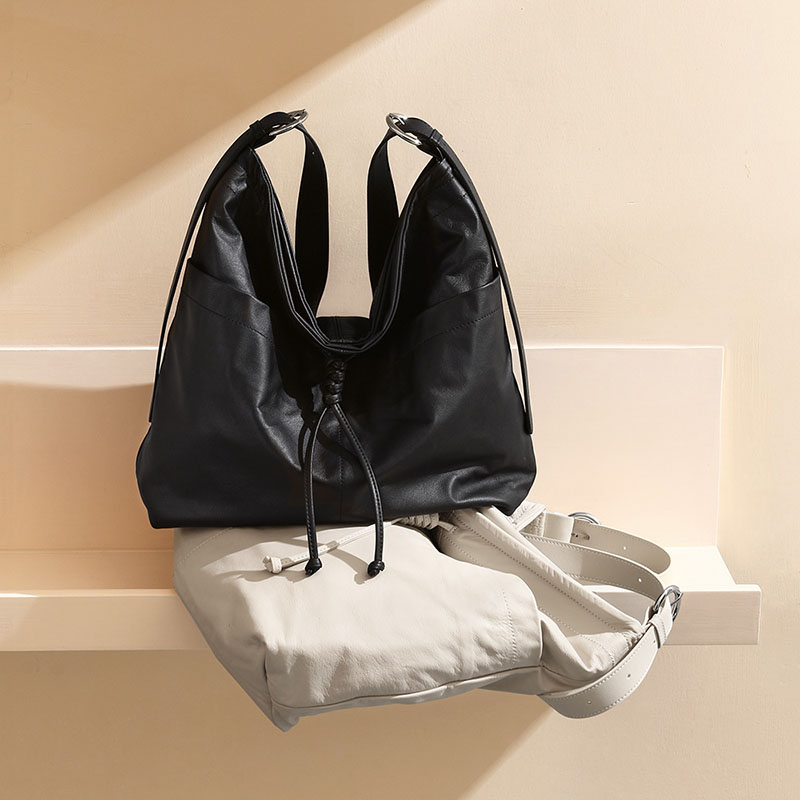 Women's Minimalist Genuine Leather Hobo Shoulder Bag