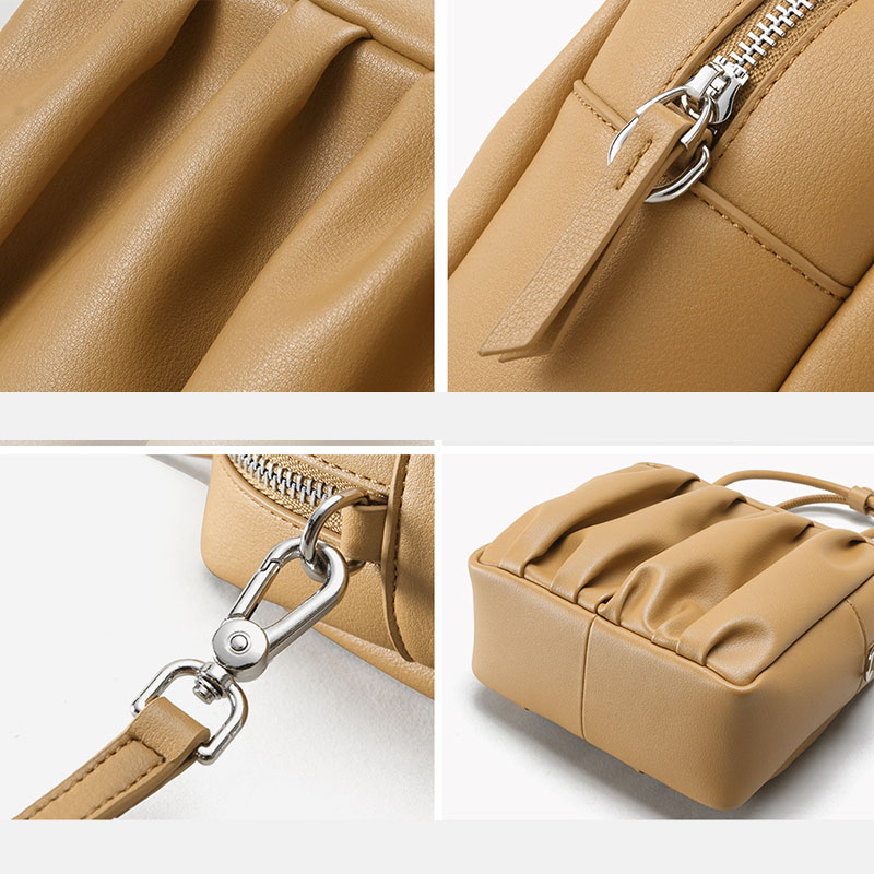 Sac à main Minimalist Genuine Leather Pleated Cloud Handbag de la femme