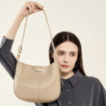 Women's Minimalist Genuine Leather Wide-Strap Shoulder Bag