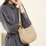 Women's Minimalist Genuine Leather Wide-Strap Shoulder Bag