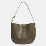 Women's Minimalist Genuine Leather Wide-Strap Shoulder Bag