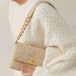 Women's Vintage Quilted Leather Lock Closure Crossbody Bag