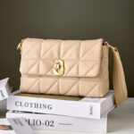 Women's Vintage Quilted Leather Lock Closure Crossbody Bag