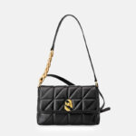 Women's Vintage Quilted Leather Lock Closure Crossbody Bag