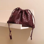 Women's Vintage Woven Leather Drawstring Cloud Crossbody Bag