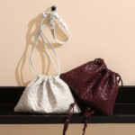 Women's Vintage Woven Leather Drawstring Cloud Crossbody Bag