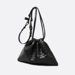 Women's Vintage Woven Leather Drawstring Cloud Crossbody Bag