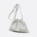 Women's Vintage Woven Leather Drawstring Cloud Crossbody Bag