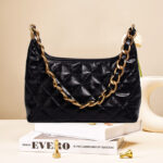 Women's Black Quilted Leather Chain Shoulder Bag