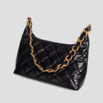 Women's Black Quilted Leather Chain Shoulder Bag