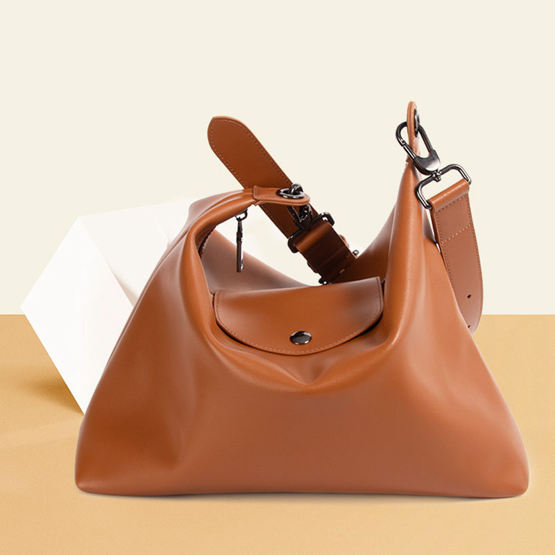 Women's Leather Zip Shoulder Hobo Bag