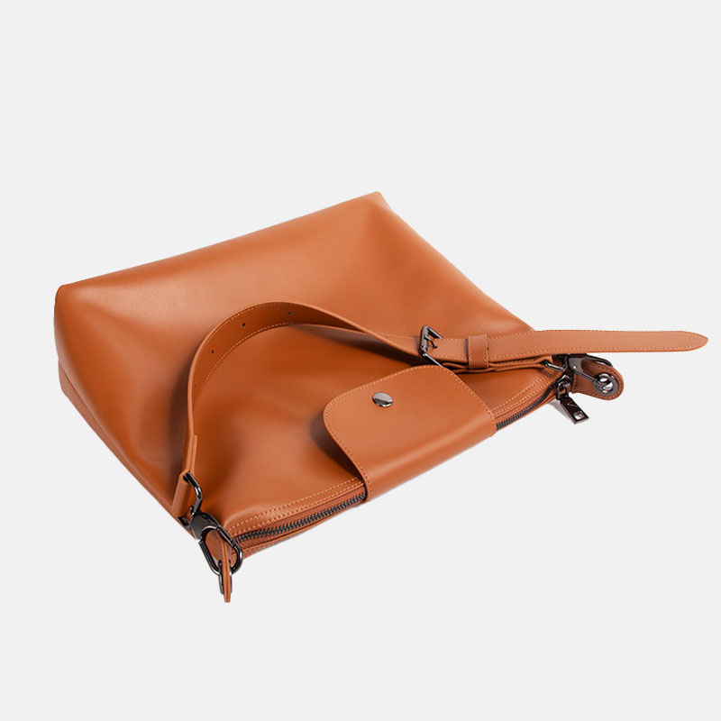 Women's Leather Zip Shoulder Hobo Bag