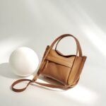 Women's Mini Genuine Leather Minimalist Crossbody Bucket Bag