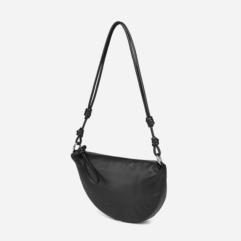 Minimalistische Damen Crossbody Satteltasche aus echtem Leder mit Reißverschluss