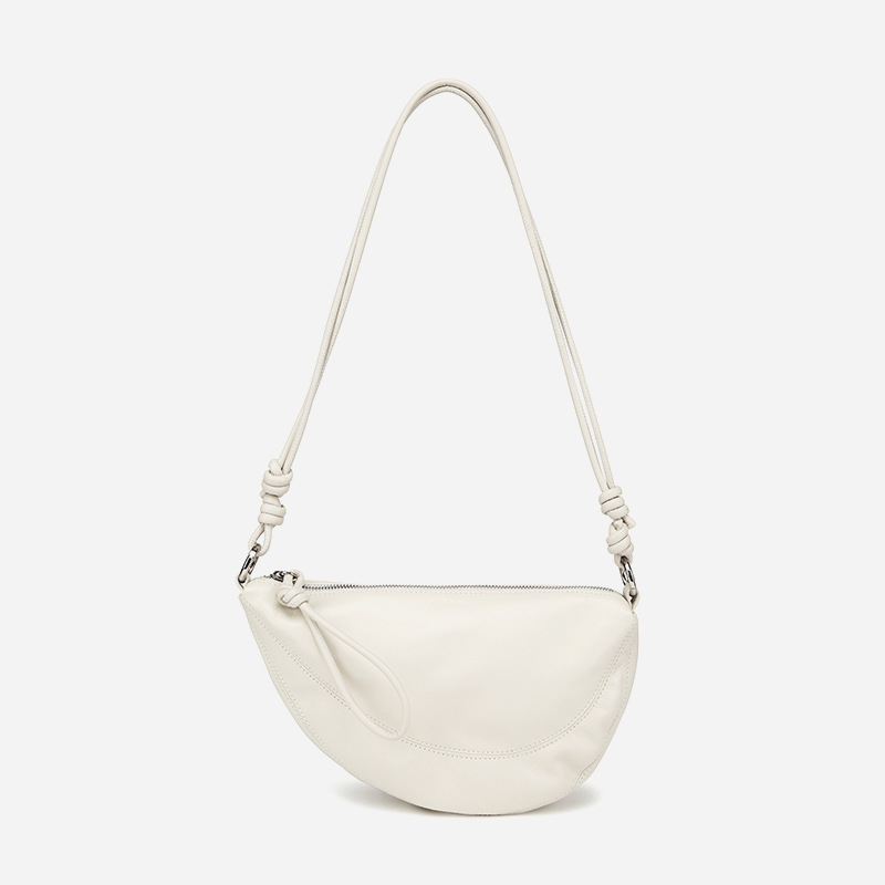 Minimalistische Damen Crossbody Satteltasche aus echtem Leder mit Reißverschluss