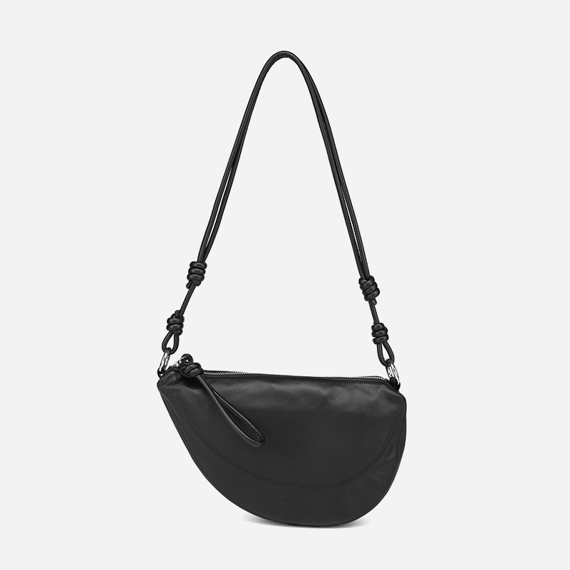 Minimalistische Damen Crossbody Satteltasche aus echtem Leder mit Reißverschluss