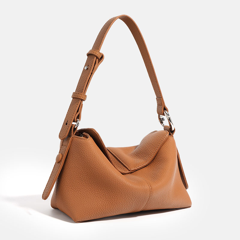 Minimalistische Damen Leder Magnetverschluss Kissen Baguette Tasche