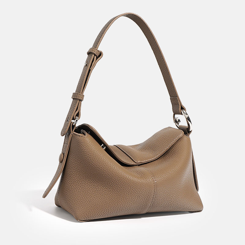 Minimalistische Damen Leder Magnetverschluss Kissen Baguette Tasche