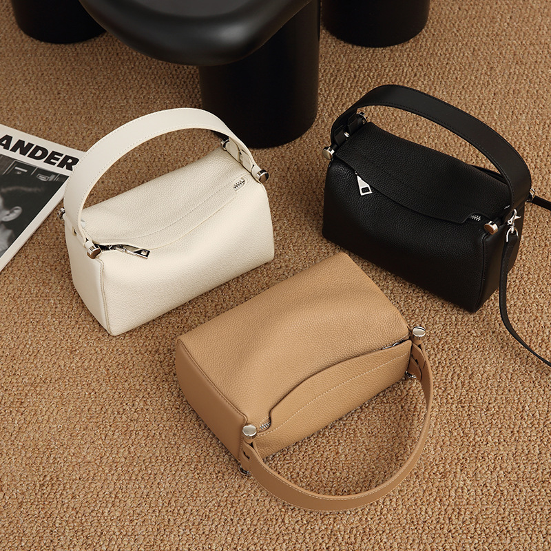 Women's Minimalist Leather Pillow-Shaped Crossbody Shoulder Bag