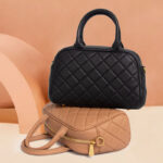 Women's Minimalist Leather Quilted Boston Handbag