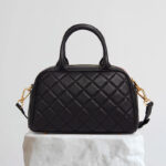 Women's Minimalist Leather Quilted Boston Handbag