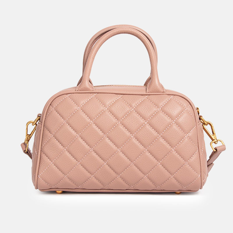 Women's Minimalist Leather Quilted Boston Handbag