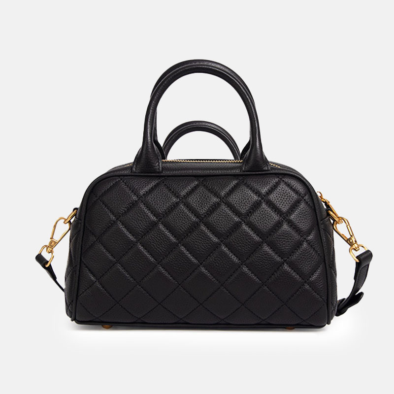 Women's Minimalist Leather Quilted Boston Handbag