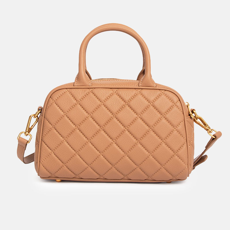 Women's Minimalist Leather Quilted Boston Handbag